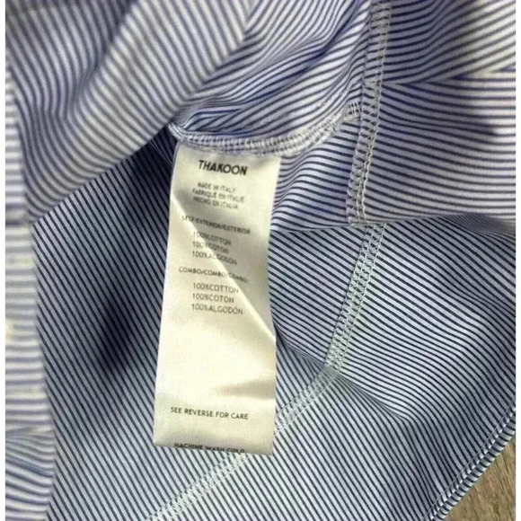 Thakoon Mini Skirt 6 Mini Blue White Stripes Pockets Layered Button Front Cotton - Picture 7 of 8